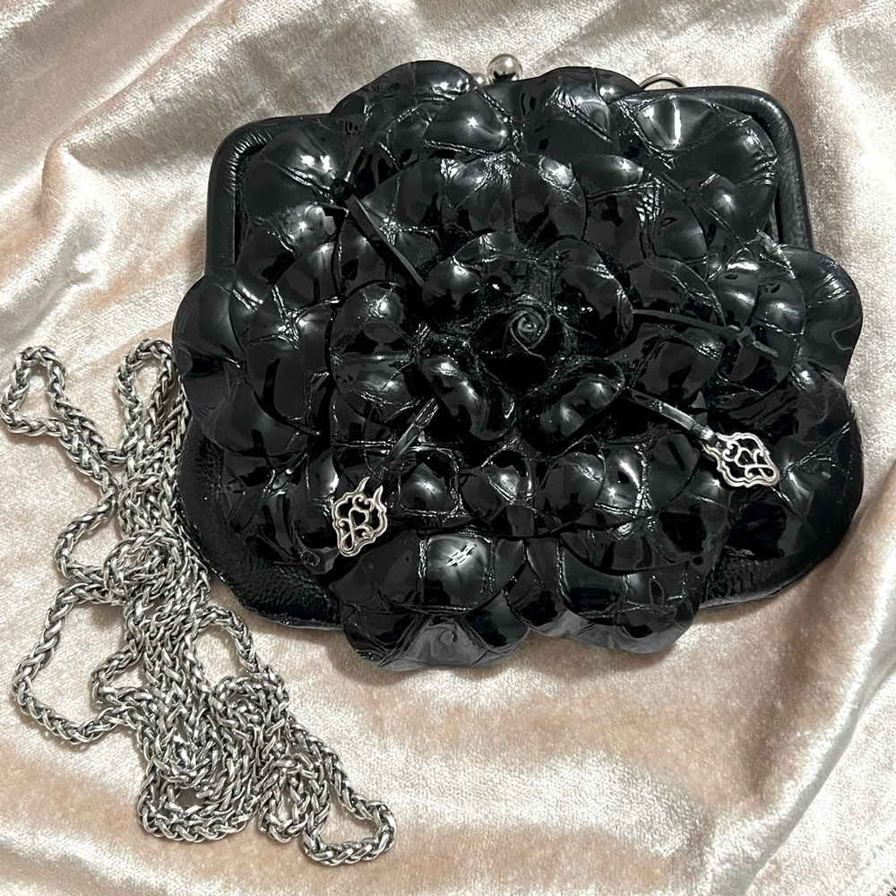 Vintage Brighton Roselie Shiny Black Leather Bag